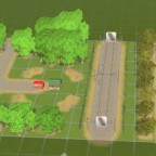Park mit Straßenbahn